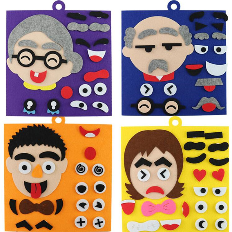Soft Felt Early Education Diy Craft Non-woven Fabric Filt Face Decoration Puzzle för barn